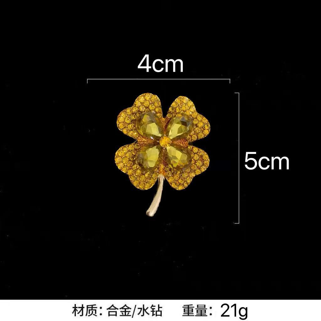 Ghim Cài Áo Hình Cỏ Bốn Lá Đính Đá Pha Lê Cao Cấp Dành Cho Nữ