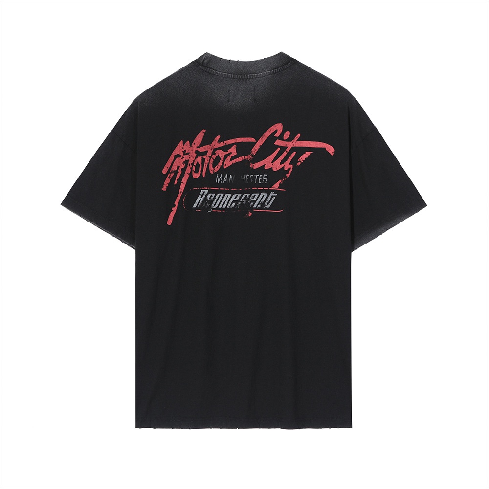 TYAP REPRESENT Moto City letter printing washed old retro vintage short-sleeved T-shirt