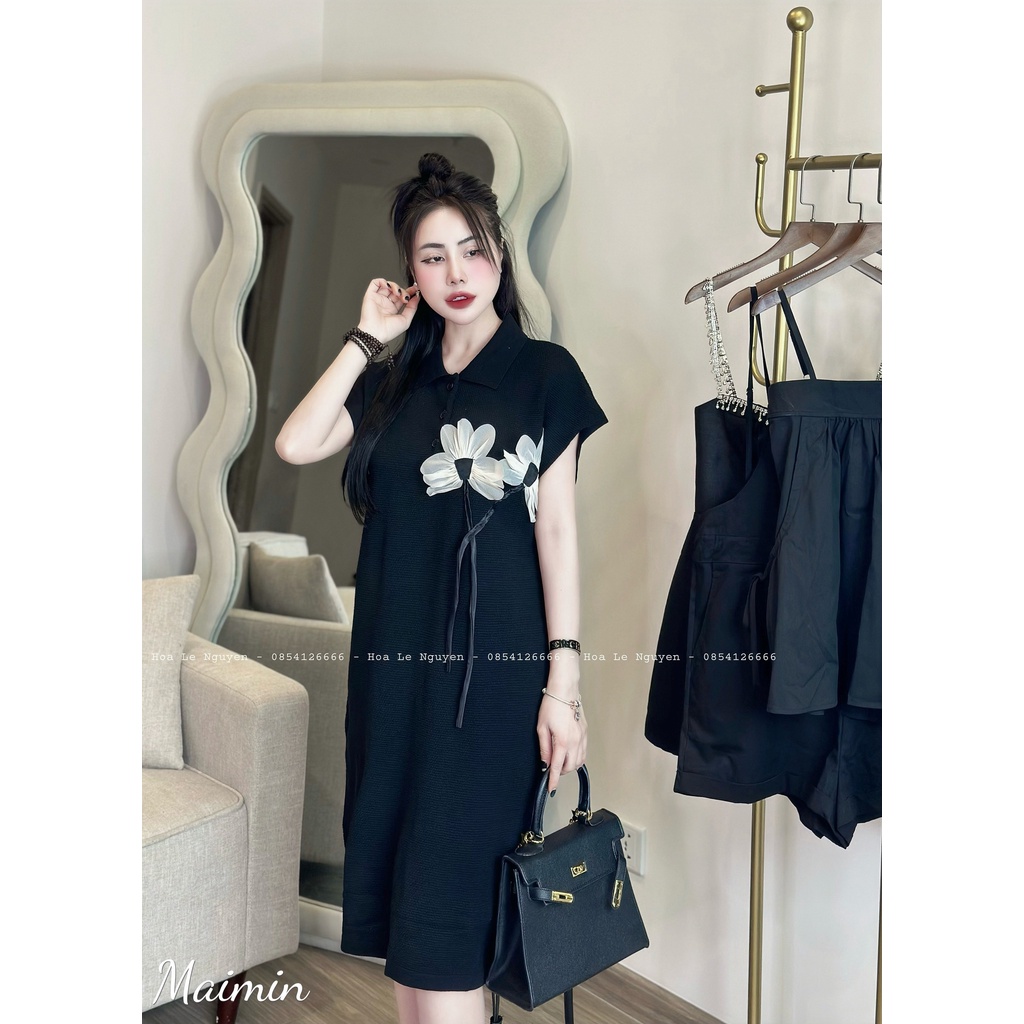 Váy len mtg polo hoa nổi tay hến hàng QC