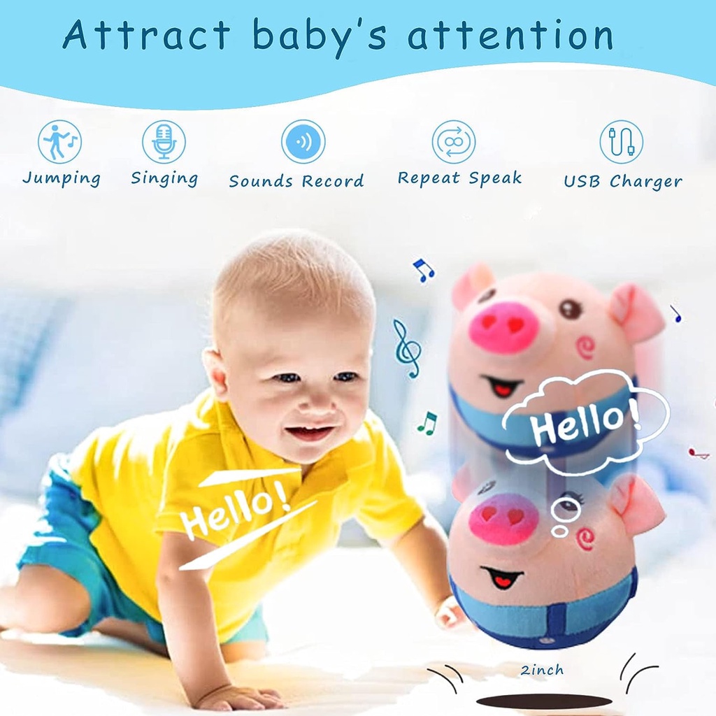 Talking baby pig toys khiêu vũ và hát búp bê lợn sang trọng thích hợp cho các bài hát nhạc trẻ mới biết đi, đồ chơi nhồi bông nảy điện có thể sạc lại usb