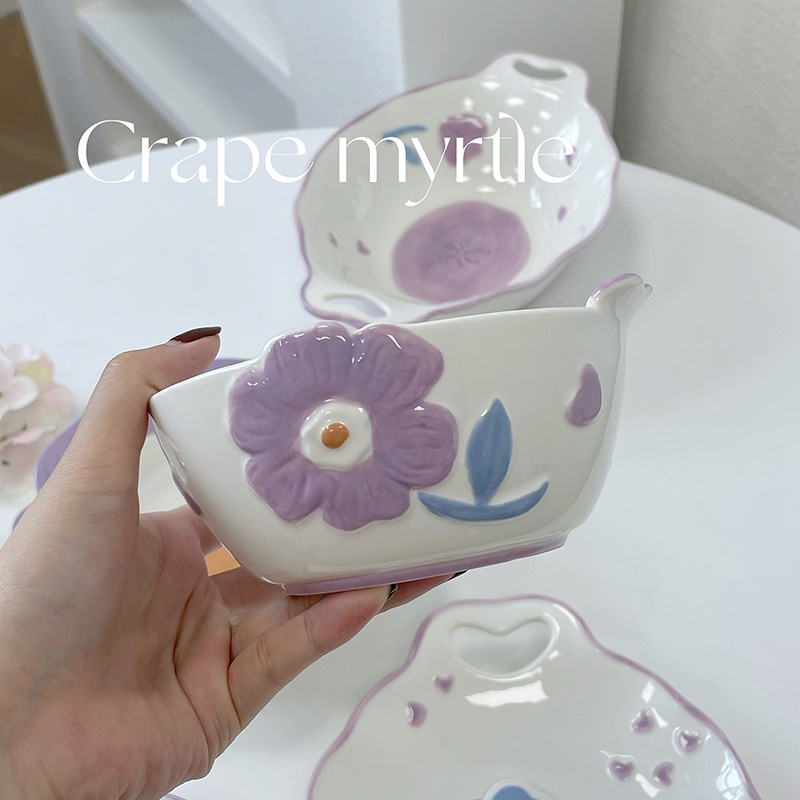 ❤Bộ Đĩa Sứ Hoa Nhài Màu Tím Sang Trọng