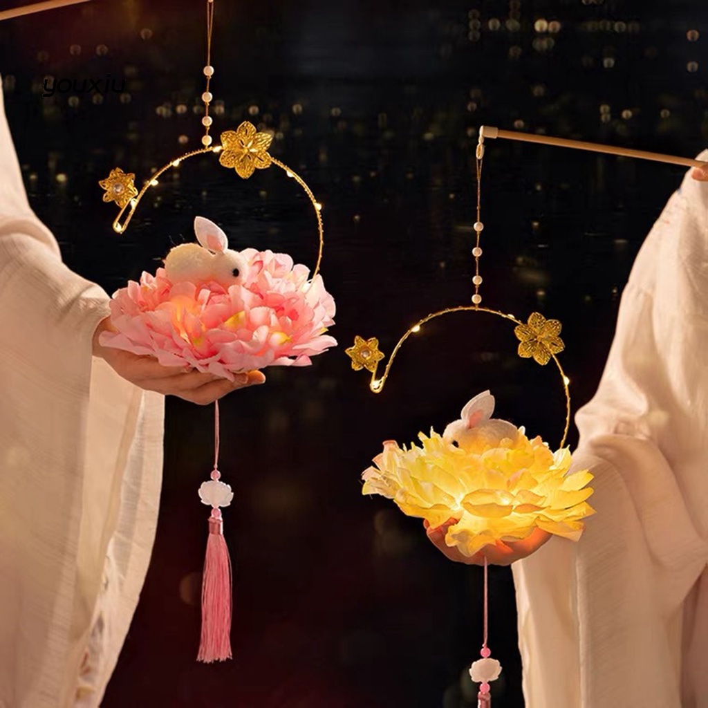 Yfp di động đèn lồng phát sáng mô phỏng hoa tua bùa tự làm đồ chơi giáo dục trang trí bầu không khí dễ thương làm bằng tay đèn led thỏ hoa sen phát sáng trang trí cho năm mới