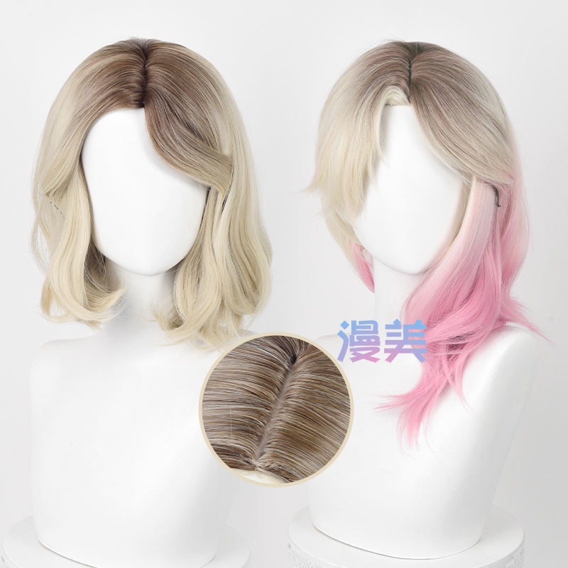 Gwen Stacy Spiderman Across The Spider Verse Cosplay Wig Pink Gradient Wig Anime Cosplay Wigs Heat Resistant Synthetic Hair