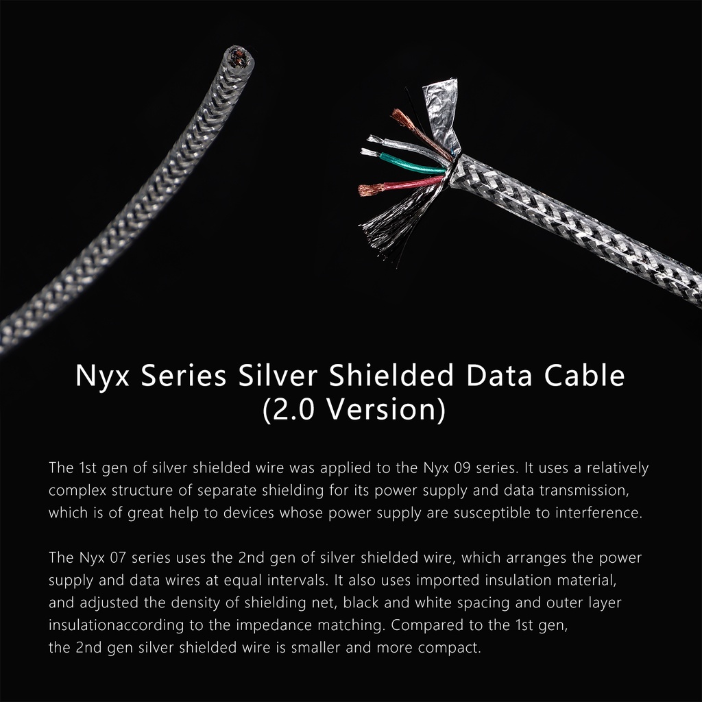 DD ddHiFi TC07S Nyx Series Silver TypeC HiFi Audiophile USB OTG Cable with Litz Silver Plated over LCOFC Shielding