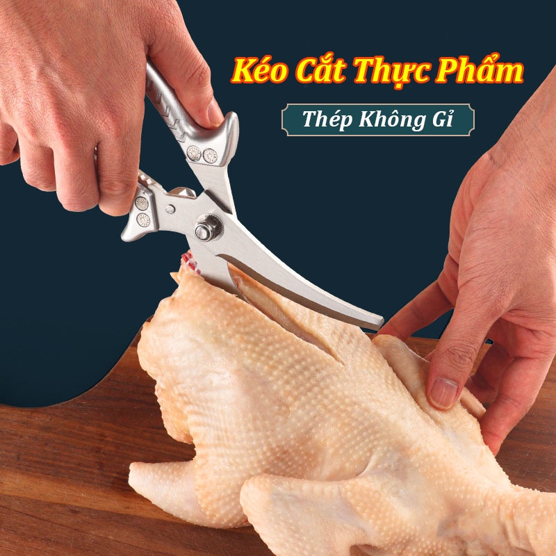 Kéo Bếp Nhật Siêu Bén SK-5 Thép Không Gỉ Cắt Gà, Thịt, Xương, cá, Thực Phẩm (Tiện Dụng, Có Chốt Khóa An Toàn, Dễ Dùng)