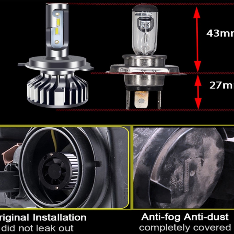 1 Cặp Đèn Pha LED 26000lm H4 H7 H11 H27 9005 Hb3 9006 Hb4 H1 3000k 4300k 6000k 8000k 110w 12v Chuyên Dụng Cho Xe Hơi