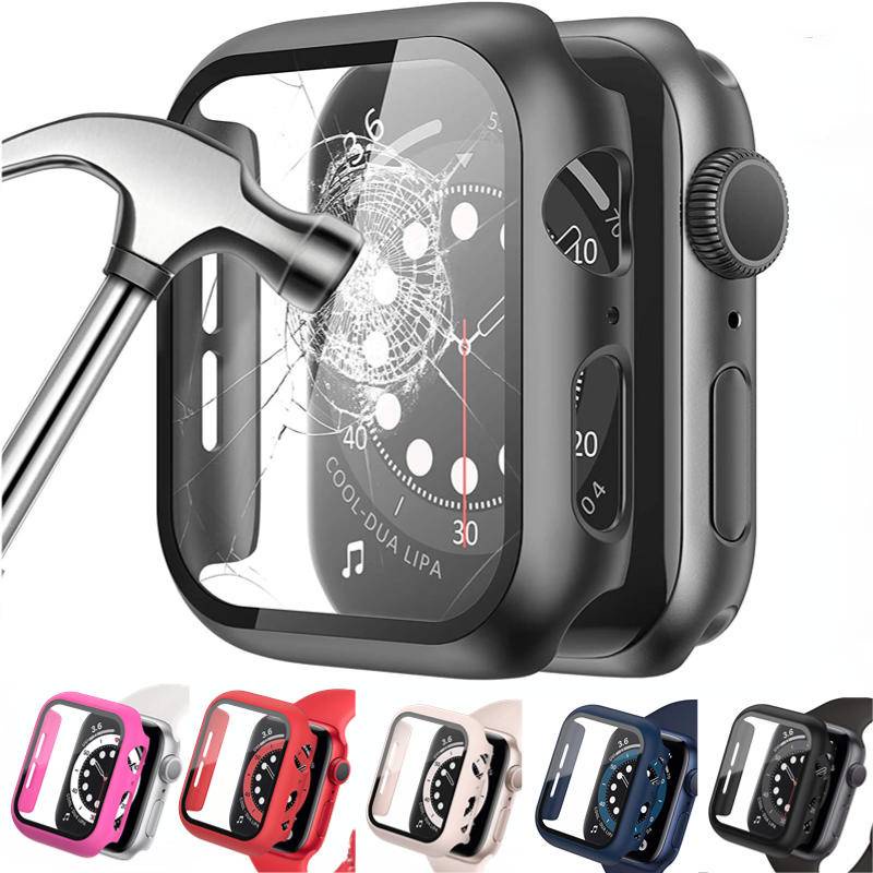 Ốp Bảo Vệ + Kính Cường Lực Chống Rơi Cho iWatch 45mm 41mm 44mm 42mm 40mm 38mm 42mm 40mm 8 7 6 2 1 SE SE2