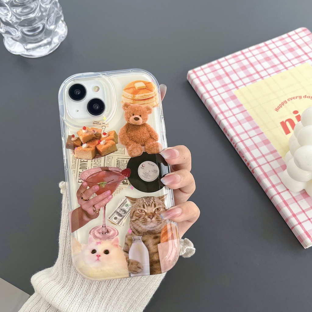 Ốp Điện Thoại Silicone TPU Mềm Trong Suốt In Hình Mèo Bảo Vệ Ống Kính Máy Ảnh Cho iPhone 14 13 12 11 Pro Max