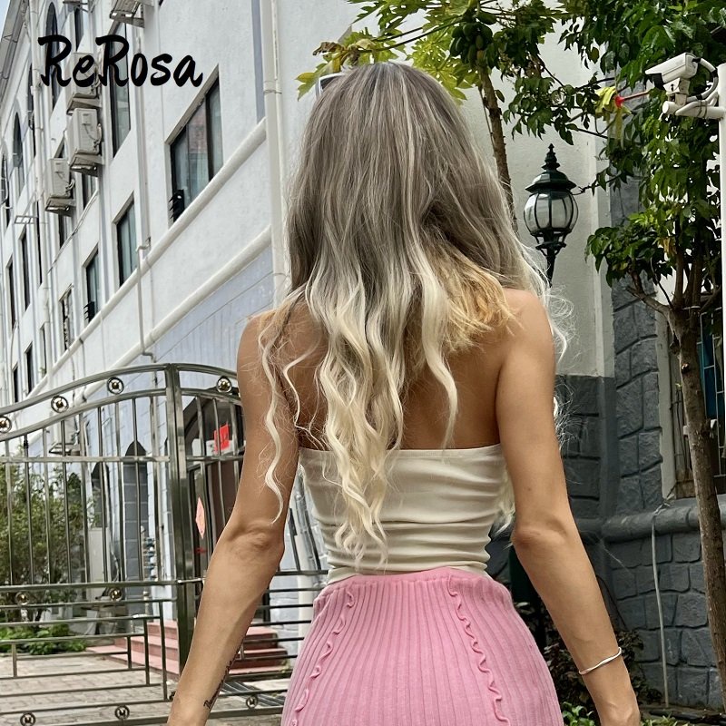 Rerosa Áo Ống Màu Trơn Trễ Vai Cài Nút Thời Trang Quyến Rũ Cho Nữ | BigBuy360 - bigbuy360.vn