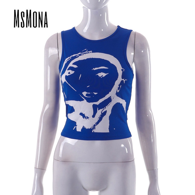 Áo Tank Top Cổ Tròn Dáng Ôm In Họa Tiết Hoạt Hình Thời Trang 2023 Cho Nữ