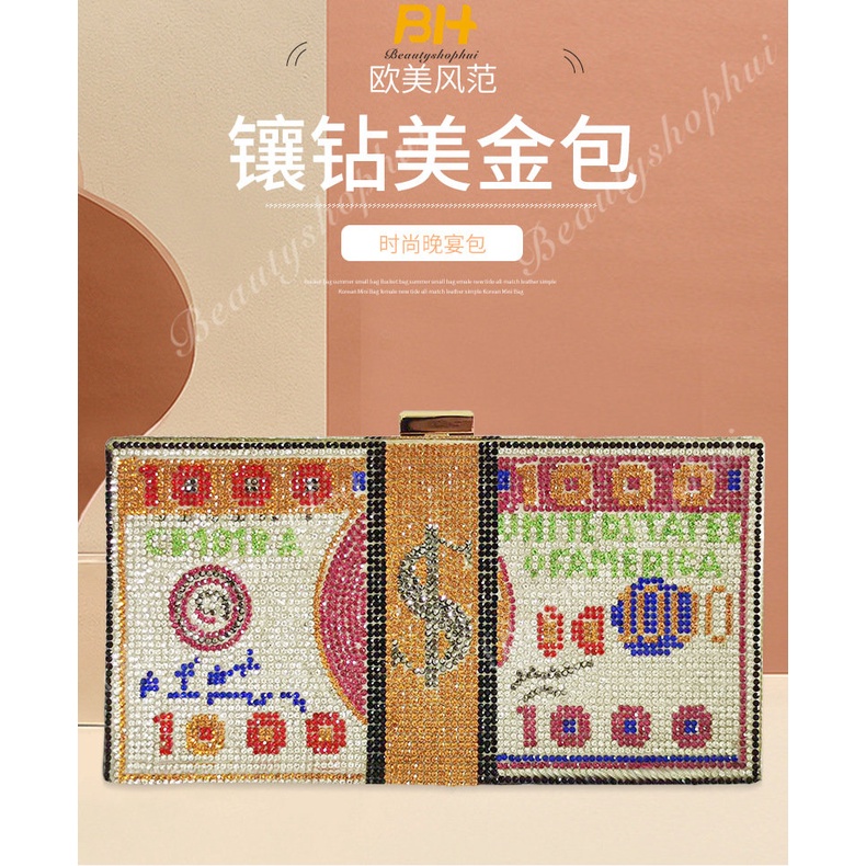 Mới Hộp Đựng Tiền Hình Vuông Cỡ Nhỏ Bằng Acrylic Đính Kim Cương Giả Dễ Thương