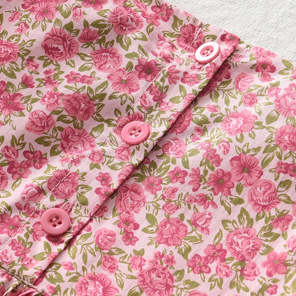 BEAR LEADER Đầm Công Chúa Cổ Vuông Màu Trơn Họa Tiết Hoa Thời Trang Mùa Hè 2023 Mới Cho Bé Gái