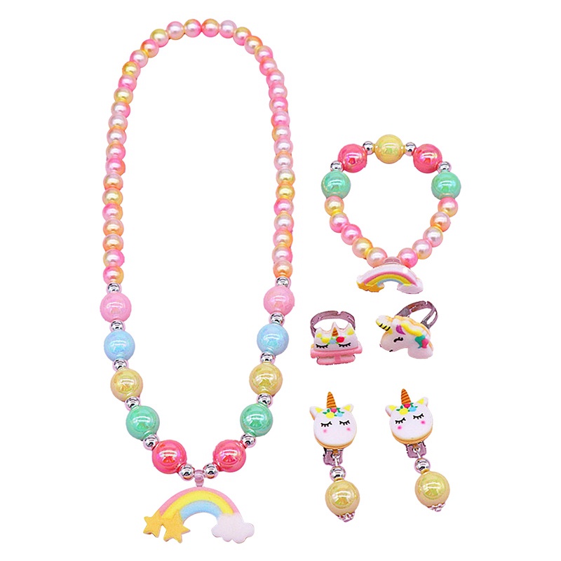 Set 2 / 6 Món Trang Sức Gồm Vòng cổ / Vòng Tay / Nhẫn / Bông Tai Hình Kỳ Lân Dễ Thương Cho Bé Gái