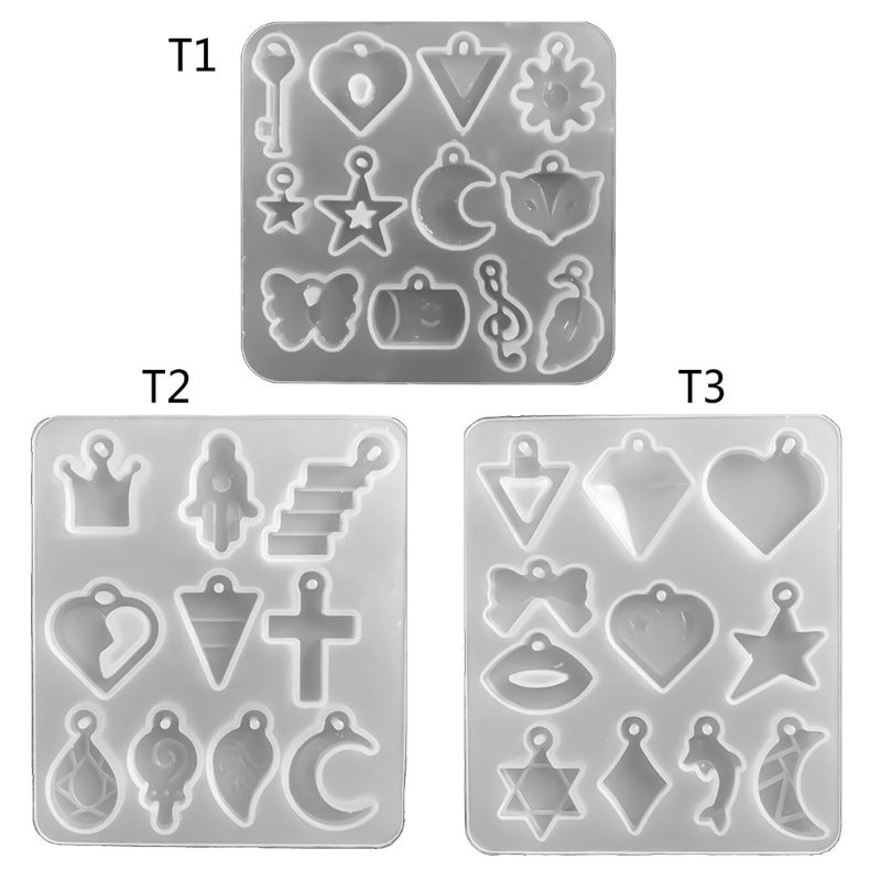 Sa Khuôn Silicon Làm Bông Tai Diy 3 Kiểu Hình Chữ Thập / Mặt Trăng / Ngôi Sao