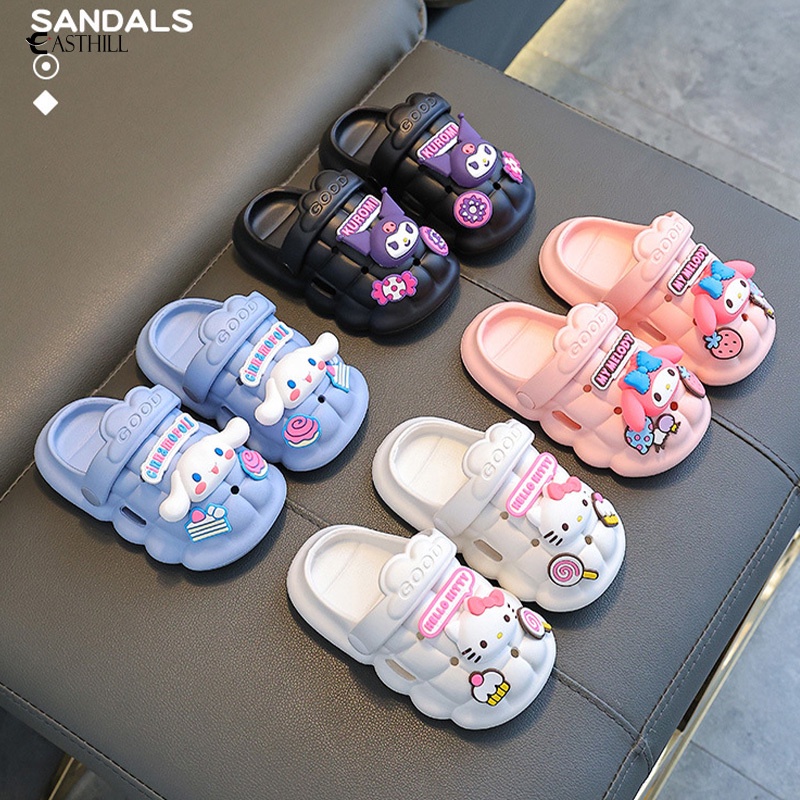 SANRIO Dép Đi Biển Chống Trượt Họa Tiết Hoạt Hình MyMelody Cinnamoroll Kuromi Cho Bé