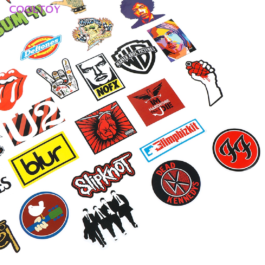 Cooltoy set 52 Sticker Ban Nhạc rock band Cổ Điển Cho Hành Lý Ván Trượt DIY ers