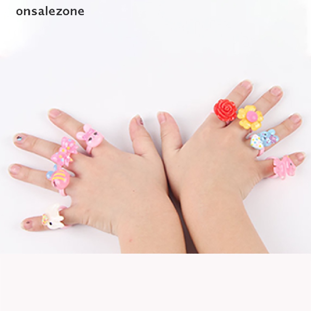Set 10 Nhẫn Hoạt Hình Công Chúa / Nơ / Kẹo Dễ Thương Cho Bé Gái