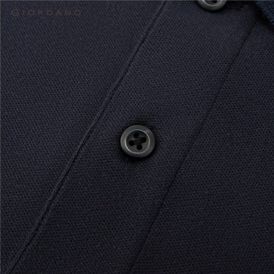 Áo thun polo GIORDANO 13013206 thêu họa tiết cú màu tương phản thời trang dành cho nam