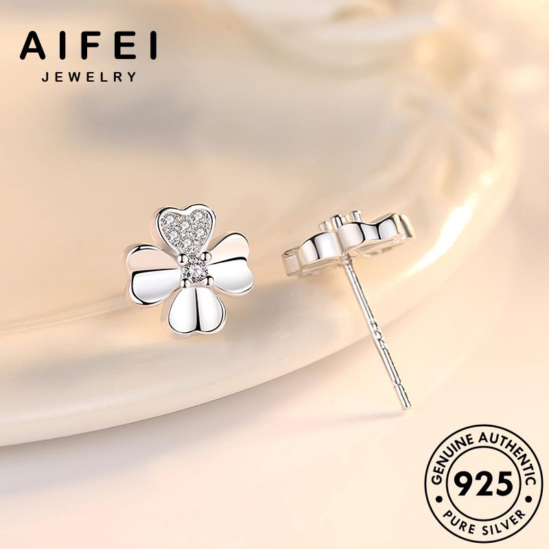 AIFEI JEWELRY trang ba thật hàn tai kiện thời yêu moissanite cương sức trang bông kim thời nữ bạc cỏ xỏ phụ nguyên quốc vành hình 925 tròn tình khuyên tua lá Thời bản E93
