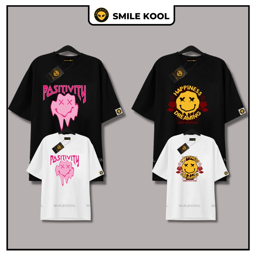 Áo Thun Tay Lỡ Smile Kool, Form rộng oversize, áo phông, Áo Thun, unisex nam nữ, chất liệu Cotton
