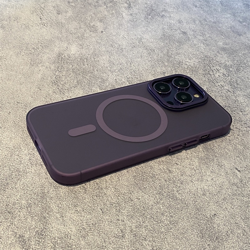 Ốp Điện Thoại Cứng Siêu Mỏng Đính Nút Kim Loại Hít Nam Châm Chống Rơi Cho iPhone 14 Pro Max 13 12 Pro Plus
