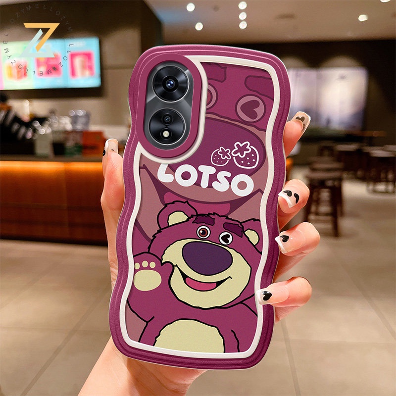 OPPO Reno8 T 5G Reno8 T 4G Reno8 Z 5G Reno7 Z 5G Reno 8 5G Reno 6 5G Reno 5 Realme C55 C35 C21Y C20 Narzo 50 5G Narzo 50A Prime Vỏ điện thoại silicon hình gấu dâu trong suốt hình gợn sóng