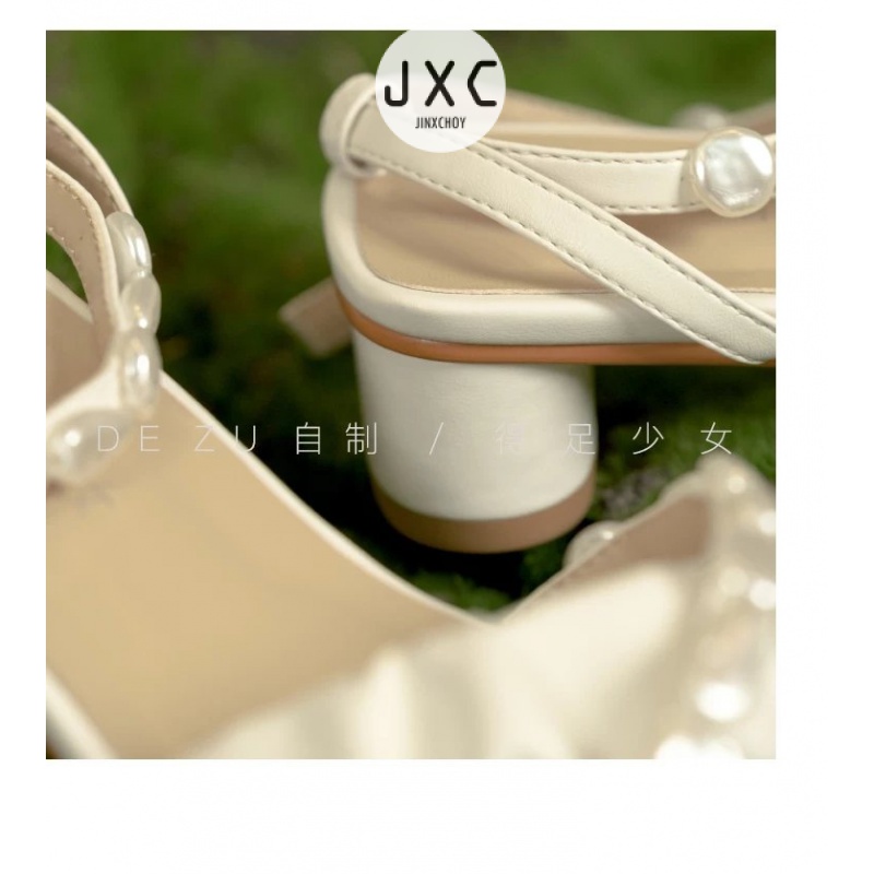 JINxCHOY Giày Cao Gót Mũi Vuông Quai Chéo Thời Trang Cho Nữ