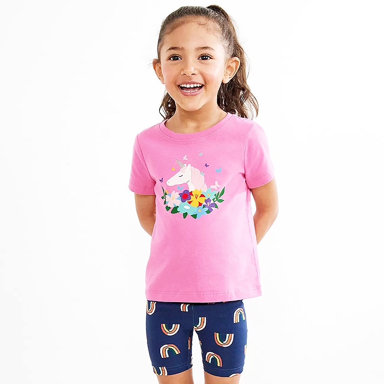 Áo Thun Cotton Tay Ngắn In Họa Tiết Hoạt Hình Phong Cách Âu Mỹ Thời Trang Mùa Hè Cho Bé Gái