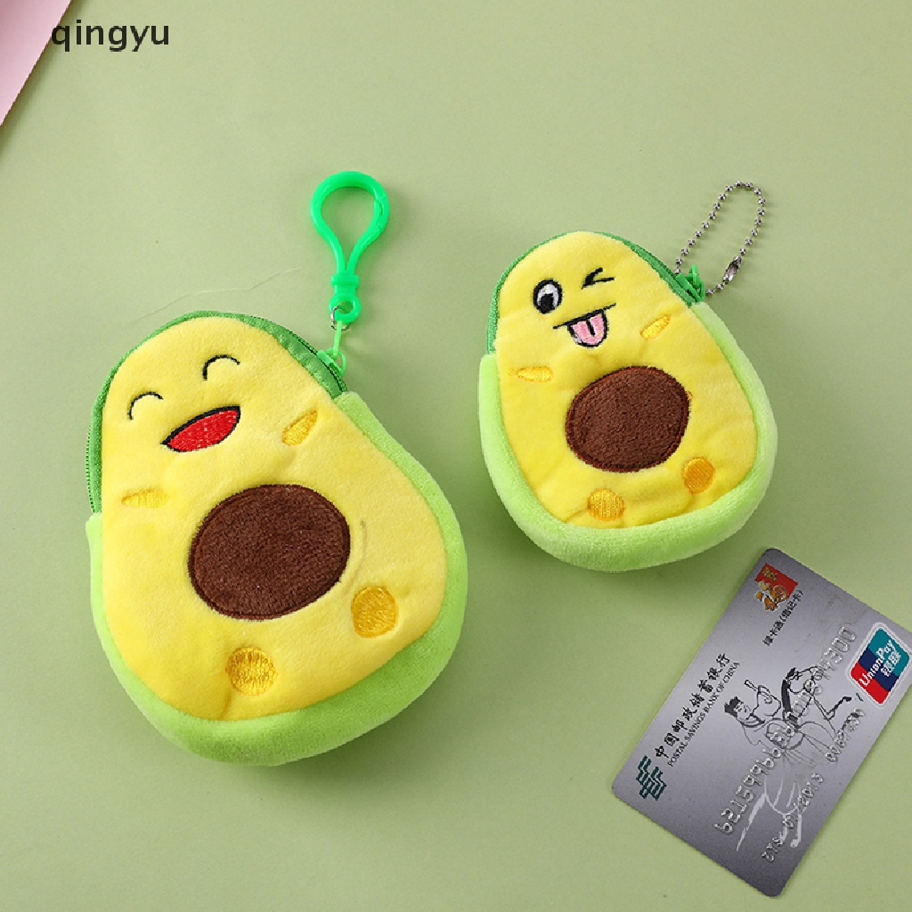 1 Ví Đựng Tiền Xu Hình Quả Bơ Nhồi Bông Mềm Có Khóa Kéo Cho Bé Gái