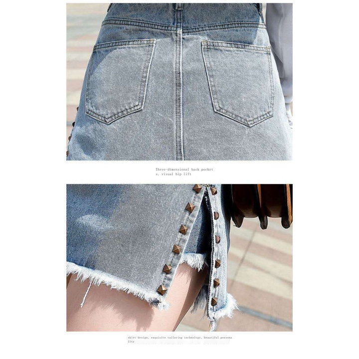 Quần Short Denim Giả Váy Chữ A Lưng Cao Mẫu Mới 2023 Thời Trang Mùa Hè Cho Nữ