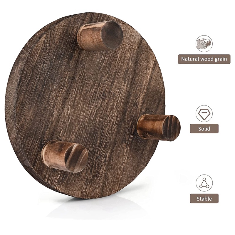 Set 2 Giá Đỡ Chậu Cây Hình Tròn 8Inch Bằng Gỗ Dùng Trang Trí Trong Nhà / Ngoài Trời