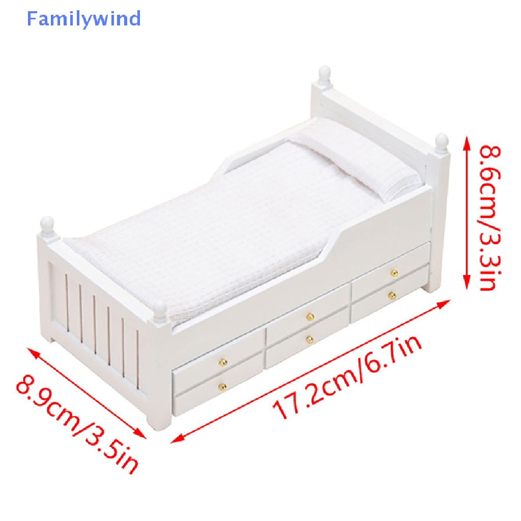 Giường Ngủ Màu Trắng Có Ngăn Kéo Phong Cách Châu Âu 1: 12 Trang Trí Nhà Búp Bê