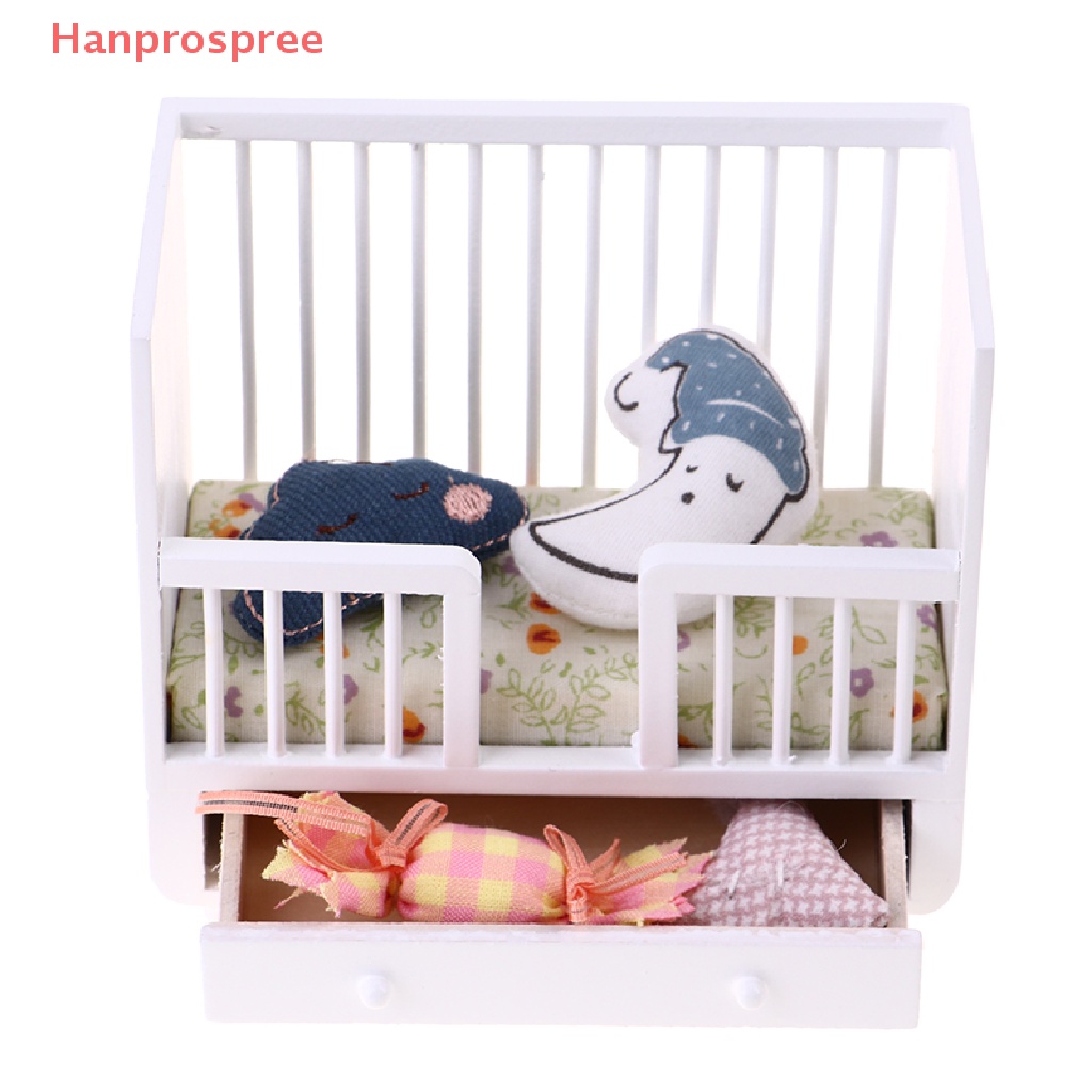 Giường Ngủ Em Bé Mini Có Gối Tựa Trang Trí Nhà Búp Bê Tỉ Lệ 1: 12