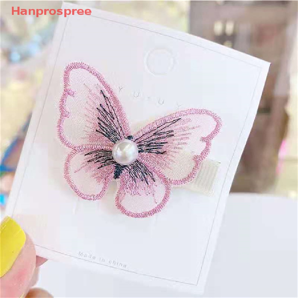 Kẹp Tóc Hình Bướm Phối Ren Dễ Thương Cho Nữ