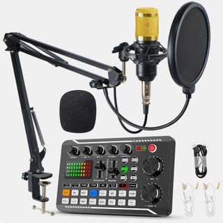 Bluetooth microphone English version F998 live broadcast sound card equipment mobile phone computer universal capacitor microphone bracket full set CFVT