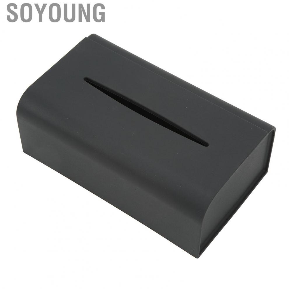 Soyoung Car Tissue Box  Abrasion Resistant Elastic Band Silicon Center Console Easy To Clean for Model 3
