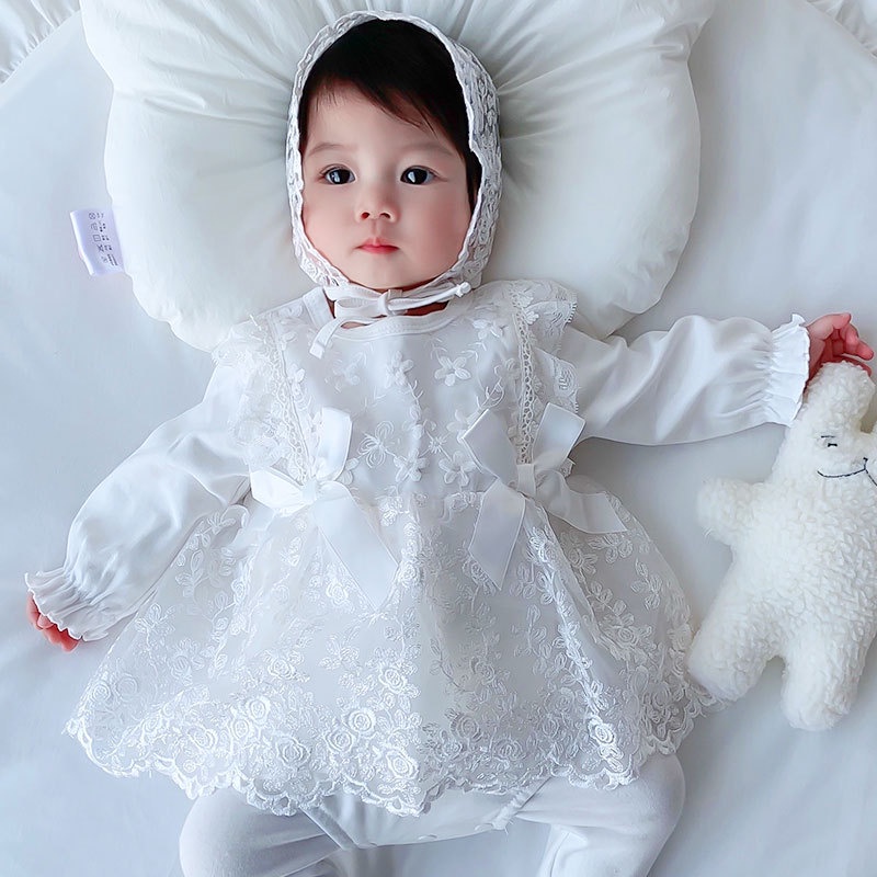 Đầm Công Chúa Tay Dài Kèm Nón Trang Trọng Cho Bé Gái 1 Tuổi
