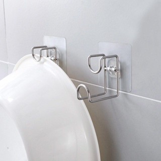 Móc treo thau chậu, móc dán tường siêu dính chịu lực treo đồ đa năng, giá inox treo rổ ra thau chậu