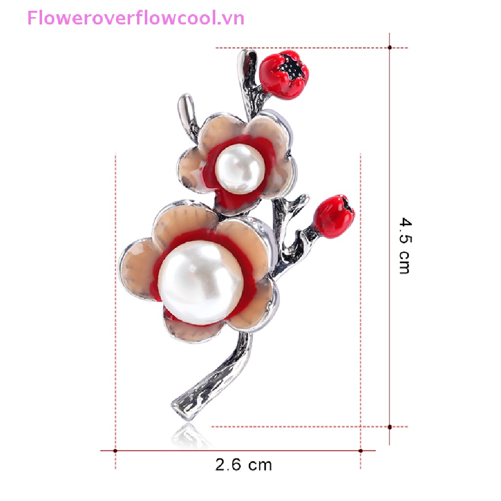 Ghim Cài Áo Hình Hoa Đính Ngọc Trai Tráng Men Thời Trang Cho Cô Dâu