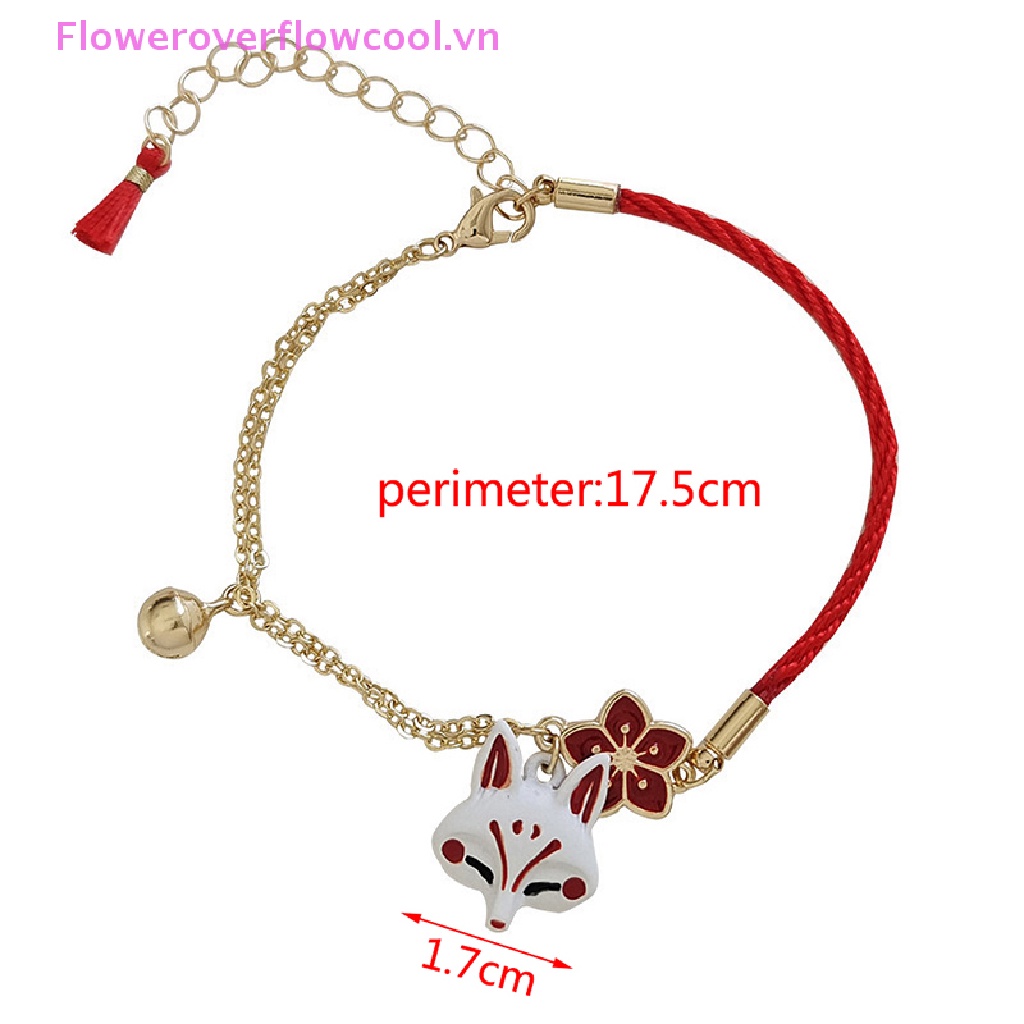 Vòng Đeo Tay May Mắn Họa Tiết Hoa Và Cáo Hoạt Hình Dễ Thương Thời Trang Cho Nữ