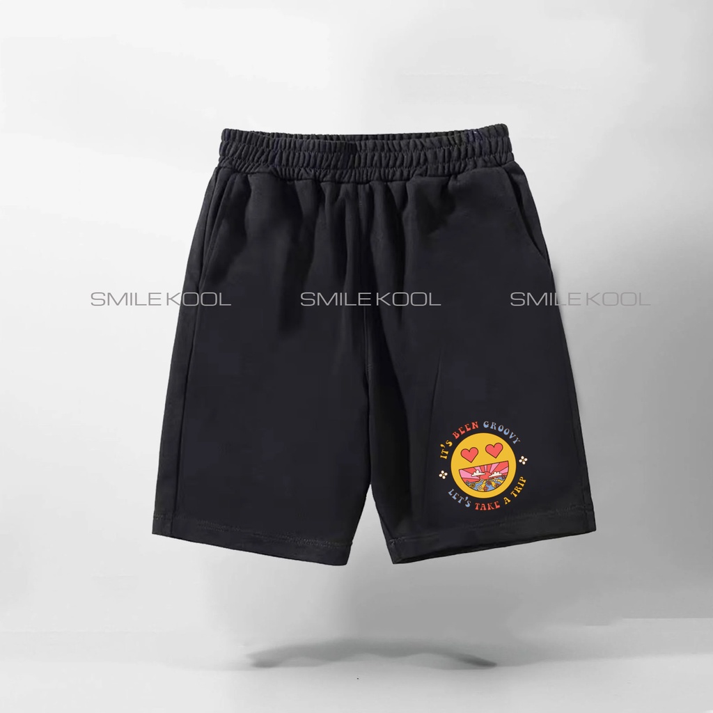 QUẦN SHORT SMILE KOOL, quần đùi thun form rộng unisex thể thao, quần short nam nữ, chất liệu POLY 2 DA. XƯỞNG KKIM