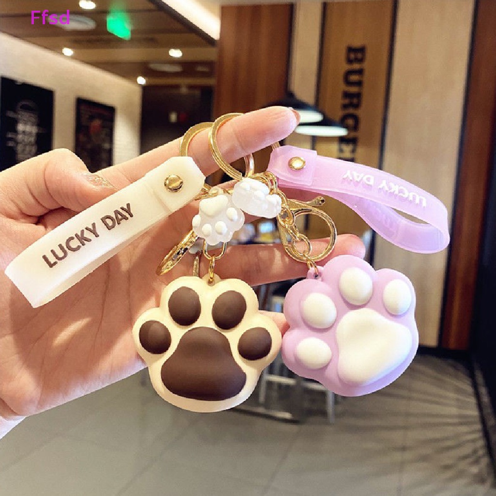 {Ffsd} Móc Chìa Khóa Xe Hơi / Ba Lô Bằng Cao Su Pvc Mềm Hình Chân Mèo Hoạt Hình Chống Thất Lạc * Bán Chạy