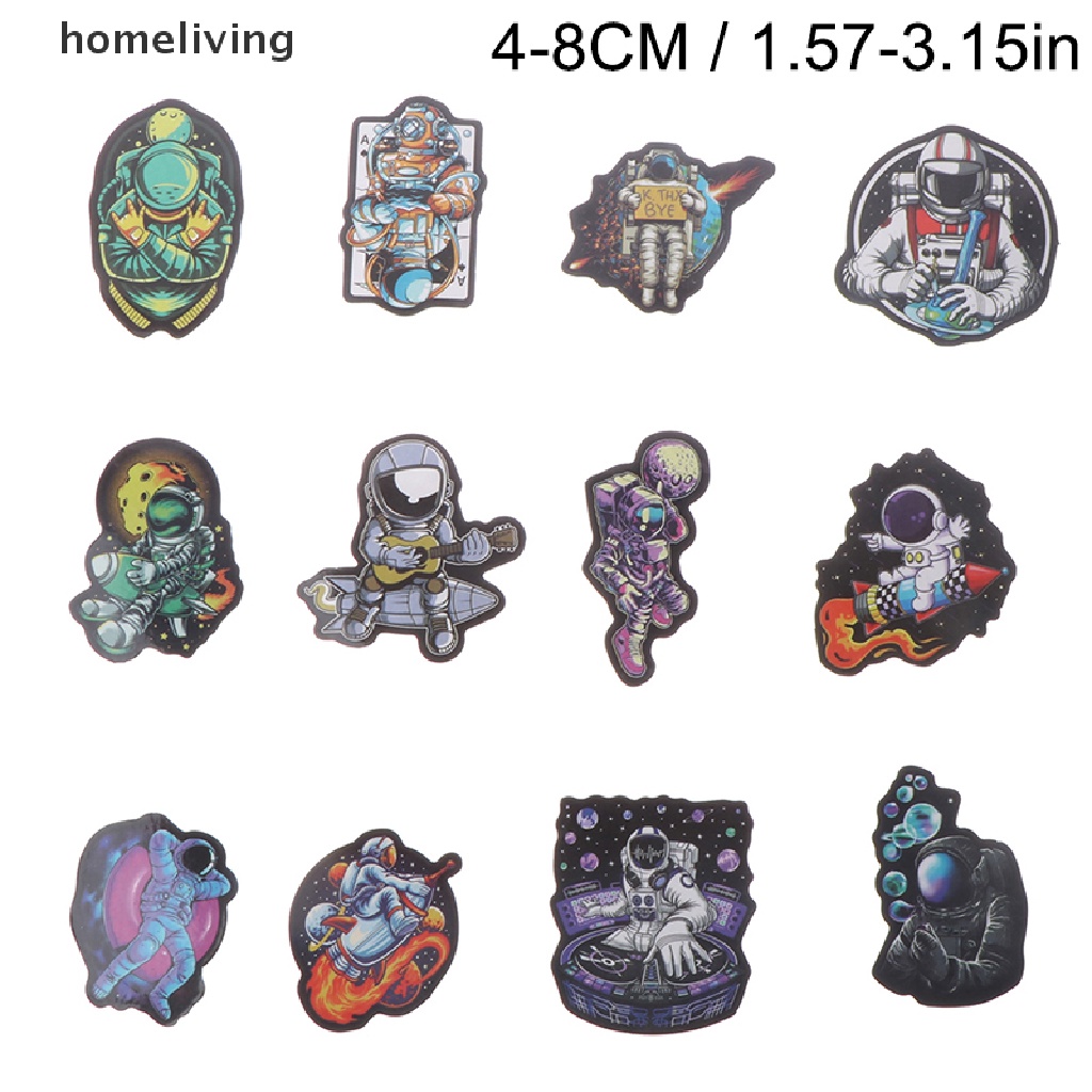 Bộ 50 Miếng Dán Họa Tiết Phi Hành Gia Hoạt Hình Trang Trí Ván Trượt DIY