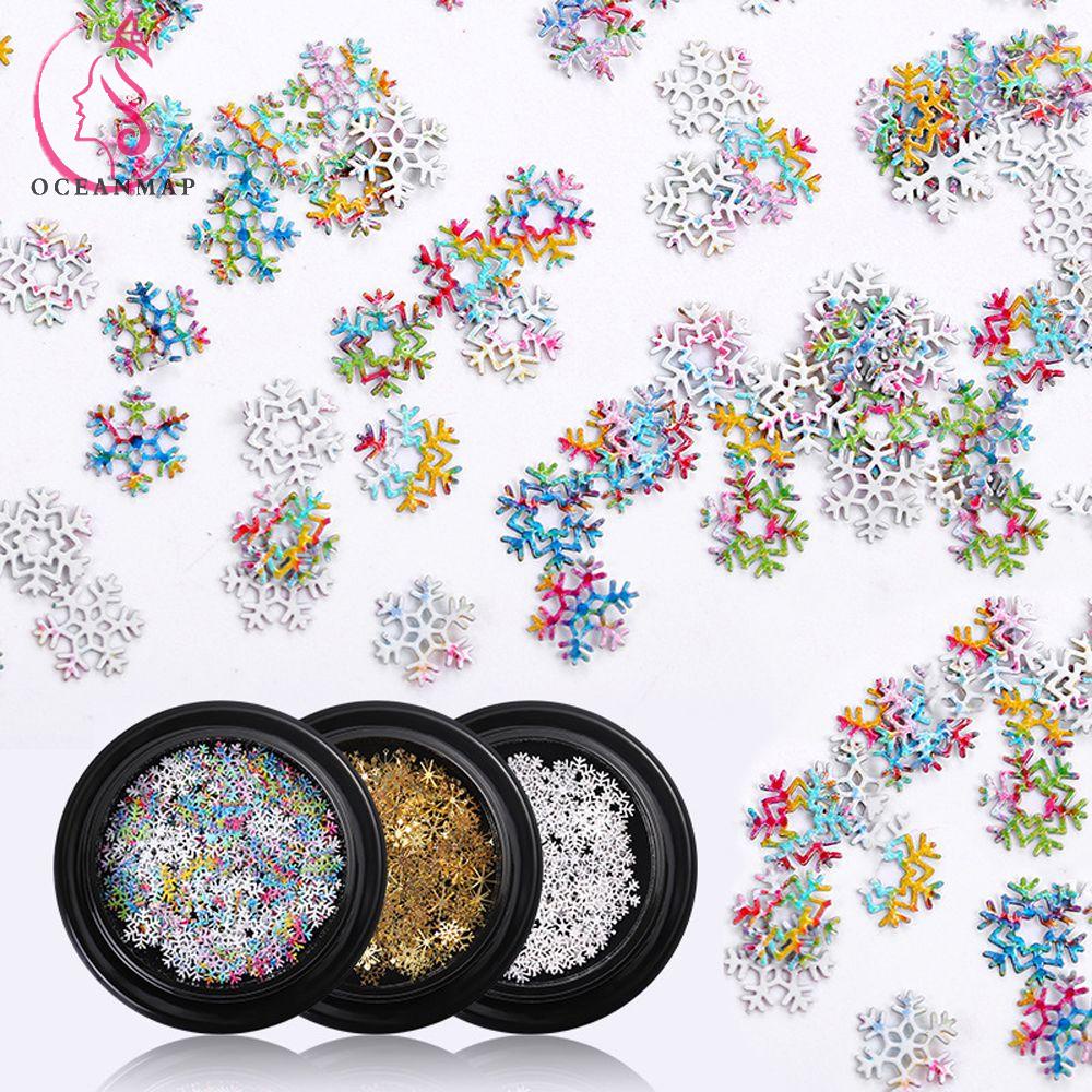 Hộp Sequin Hình Bông Tuyết / Cây Thông / Tuần Lộc 3D Lấp Lánh Trang Trí Móng Cho Nữ