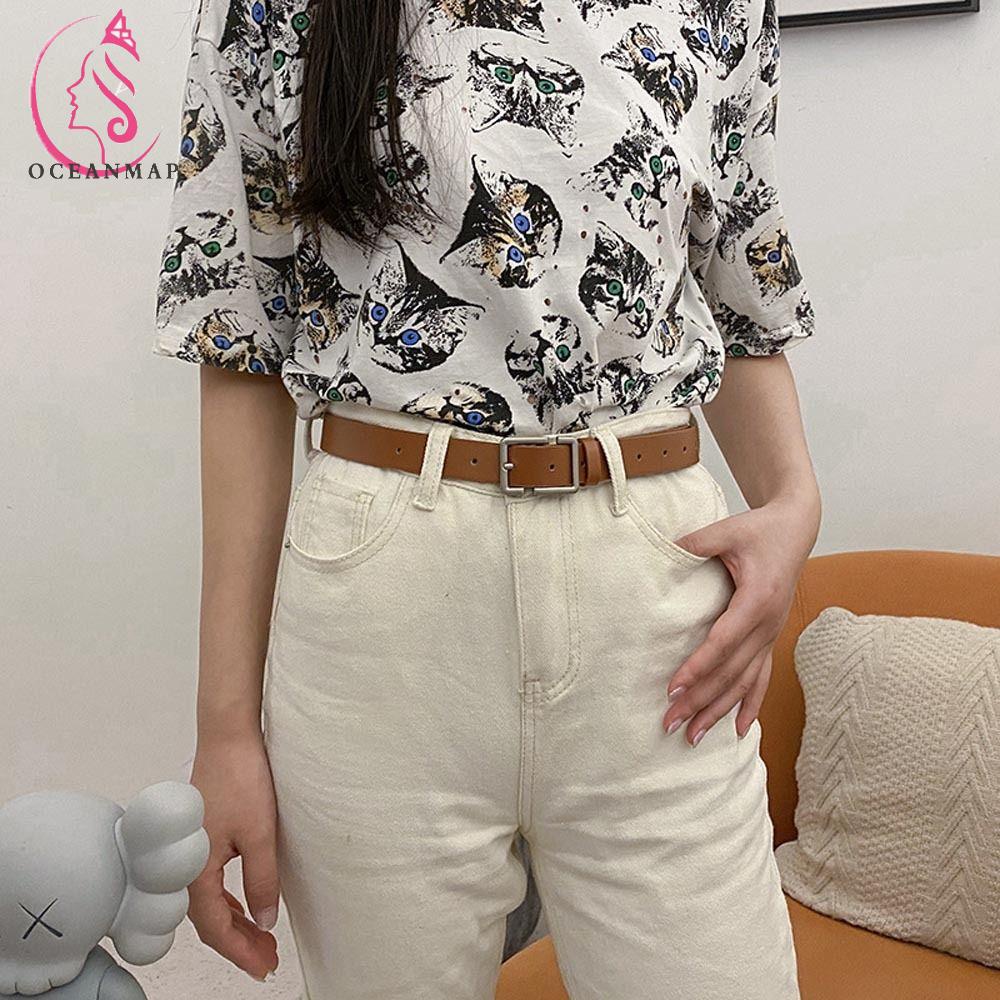 Thắt Lưng Khóa Kim Loại Đơn Giản Phong Cách Hàn Quốc Cho Nam Nữ