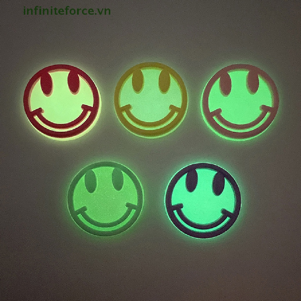Set 5 Miếng Dán PVC Mini Hình Mặt Cười Dạ Quang Trang Trí Bảng Điều Khiển / Xe Hơi / Nhà Cửa / Sân Vườn Diy