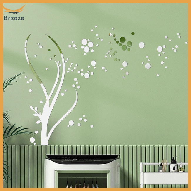 Miếng Dán Tường Bằng Acrylic Tráng Gương Hình Chấm Bi Phản Quang Độc Đáo Trang Trí Nhà Cửa