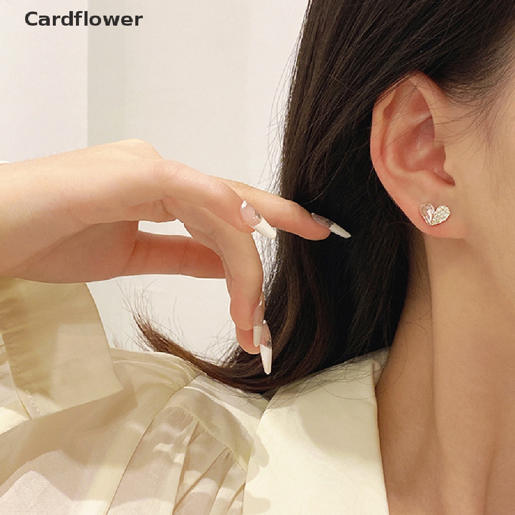 1 Đôi Bông Tai Hình Trái Tim Đính Đá Thời Trang Dành Cho Nữ