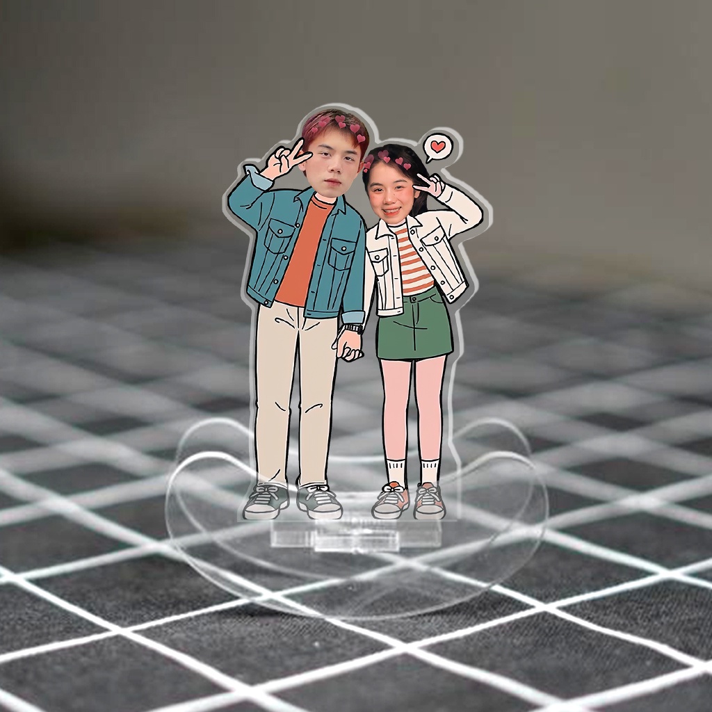 Standee lắc lư cặp đôi in theo yêu cầu chibi đáng yêu quà tặng cho người yêu, người thân, bạn bè