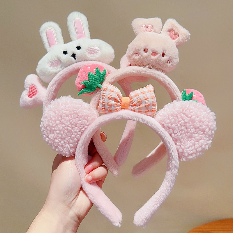 Băng Đô Tai Thỏ Họa Tiết Hoạt Hình Xinh Xắn